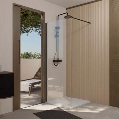 Aurlane - Paroi de Douche 80x200 cm Verre Trempé Antical - Profil Noir Mat - Publicité Aurlane - Paroi de Douche 80x200 cm Verre Trempé Antical - Profil Noir Mat - Publicité