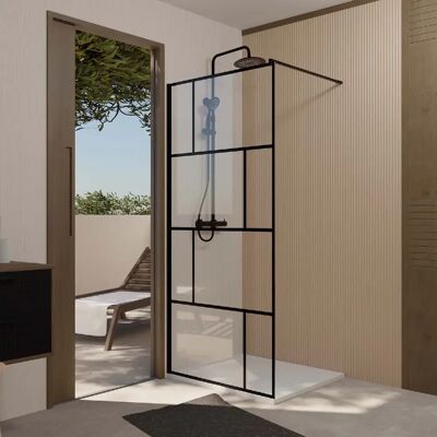 Aurlane Modèle - Paroi de douche en verre motif brique noir - 8mm Antical - Publicité Aurlane Modèle - Paroi de douche en verre motif brique noir - 8mm Antical - Publicité