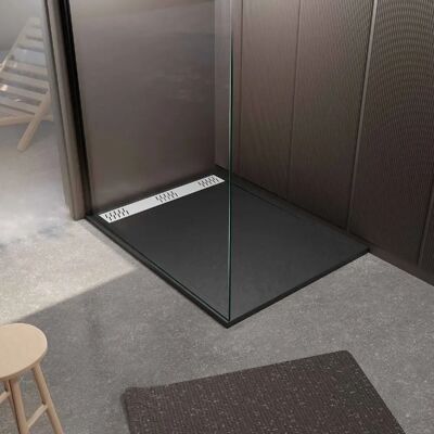 Aurlane - Bac de douche effet granit 90x120cm + Grille de drainage blanche mate - Publicité Aurlane - Bac de douche effet granit 90x120cm + Grille de drainage blanche mate - Publicité