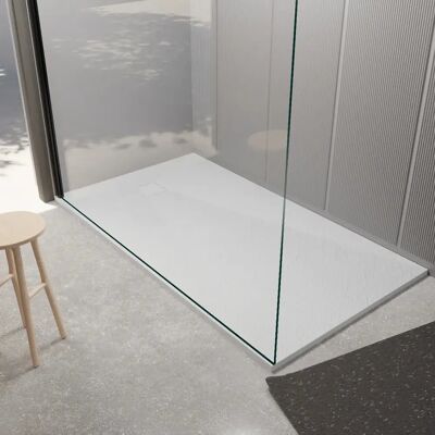 Aurlane - Plateau de Douche 90x160x2.6 cm Fini Pierre - Blanc Mat - rock 2 white - Publicité Aurlane - Plateau de Douche 90x160x2.6 cm Fini Pierre - Blanc Mat - rock 2 white - Publicité