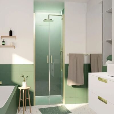 AURLANE Porte de Douche Double Or - 70x200cm - Verre Trempé - Publicité AURLANE Porte de Douche Double Or - 70x200cm - Verre Trempé - Publicité