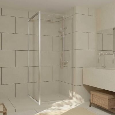 AURLANE Paroi de Douche Chrome 80x200cm - Verre Trempé 6mm - Réversible - Publicité AURLANE Paroi de Douche Chrome 80x200cm - Verre Trempé 6mm - Réversible - Publicité