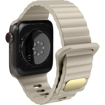 Avizar Bracelet silicone doux pour Apple 42-49mm - Beige - Publicité Avizar Bracelet silicone doux pour Apple 42-49mm - Beige - Publicité