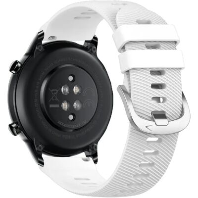 Bracelet en silicone texturé blanc pour Honor Magic Watch 2 46mm - Accessoire - Publicité Bracelet en silicone texturé blanc pour Honor Magic Watch 2 46mm - Accessoire - Publicité