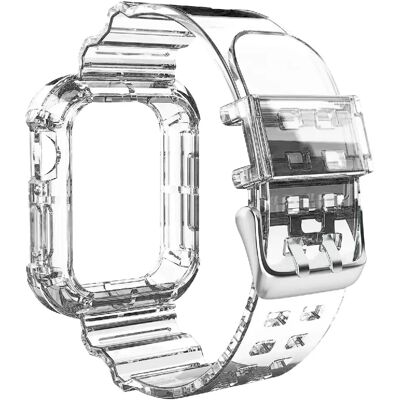 Avizar Bracelet Apple Watch 49mm Silicone Bumper Ajustable Transparent - Publicité Avizar Bracelet Apple Watch 49mm Silicone Bumper Ajustable Transparent - Publicité