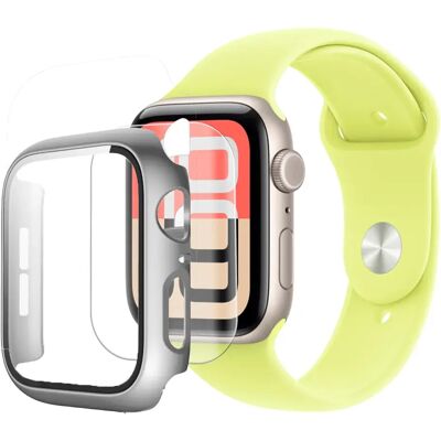 Verre 3D incurvé pour Apple Watch Serie SE 3 2025 44 mm + Coque Argent silicone-Visiodirect - Publicité Verre 3D incurvé pour Apple Watch Serie SE 3 2025 44 mm + Coque Argent silicone-Visiodirect - Publicité