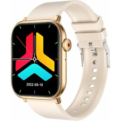 Yonis Montre connectée avec appels Bluetooth - 1,96 pouces - Beige - Publicité Yonis Montre connectée avec appels Bluetooth - 1,96 pouces - Beige - Publicité