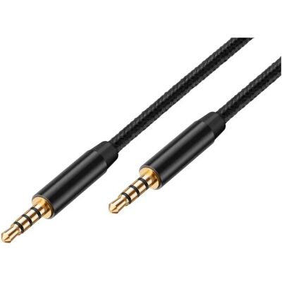 Avizar Câble Audio Jack 3,5 mm Double Connecteur Mâle Bolaris 1,5 m Tressé Noir - Publicité Avizar Câble Audio Jack 3,5 mm Double Connecteur Mâle Bolaris 1,5 m Tressé Noir - Publicité