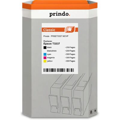 PRINDO Cartouche EPSON 33 4LB Multipack 5-colours Compatible - Publicité PRINDO Cartouche EPSON 33 4LB Multipack 5-colours Compatible - Publicité
