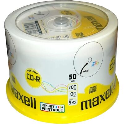 Maxell CD-R 80 Jet d'encre blanc - Cake 50 - Publicité Maxell CD-R 80 Jet d'encre blanc - Cake 50 - Publicité
