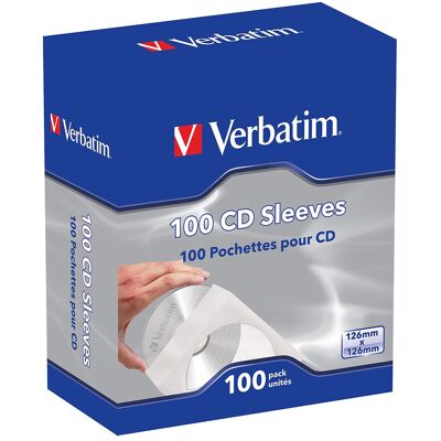 Pochettes pour CD Verbatim 49976 Transparentes Blanches - Rangement Disques Optiques - Publicité Pochettes pour CD Verbatim 49976 Transparentes Blanches - Rangement Disques Optiques - Publicité