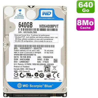 WD - WD6400BPVT - 640GB - 2,5 pouces - Disque dur - Publicité WD - WD6400BPVT - 640GB - 2,5 pouces - Disque dur - Publicité