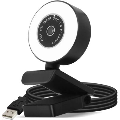 Webcam Full HD 1080p avec Anneau Lumineux et Microphone Antibruit - Publicité Webcam Full HD 1080p avec Anneau Lumineux et Microphone Antibruit - Publicité