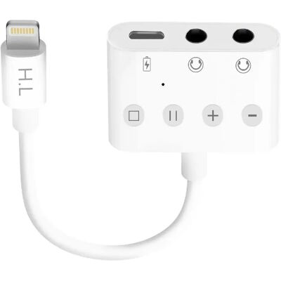 Avizar Adaptateur Audio/Charge Lightning vers Lightning et Double Jack 3.5mm 12cm Blanc - Publicité Avizar Adaptateur Audio/Charge Lightning vers Lightning et Double Jack 3.5mm 12cm Blanc - Publicité