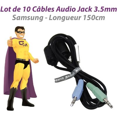 Lot Câbles Audio Jack Samsung 150cm - Publicité Lot Câbles Audio Jack Samsung 150cm - Publicité
