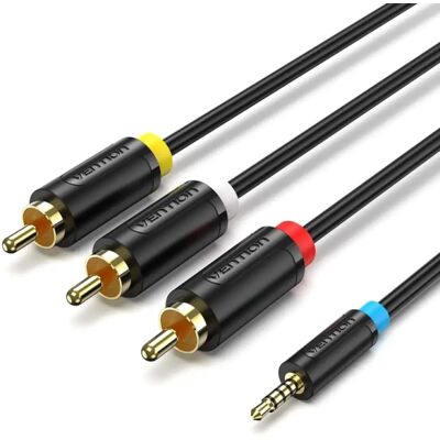Vention Câble audio-vidéo Jack 2,5 mm vers 3 RCA - 1,5 m - Noir - Publicité Vention Câble audio-vidéo Jack 2,5 mm vers 3 RCA - 1,5 m - Noir - Publicité