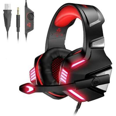 Chrono Casque gaming filaire - Rouge - Publicité Chrono Casque gaming filaire - Rouge - Publicité