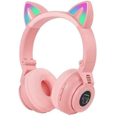 Chrono Casque Bluetooth Oreilles de Chat - Rose - Publicité Chrono Casque Bluetooth Oreilles de Chat - Rose - Publicité