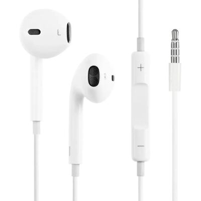 Écouteurs filaires Jack 3.5mm avec Micro et télécommande Apple Earpods Blanc - Publicité Écouteurs filaires Jack 3.5mm avec Micro et télécommande Apple Earpods Blanc - Publicité