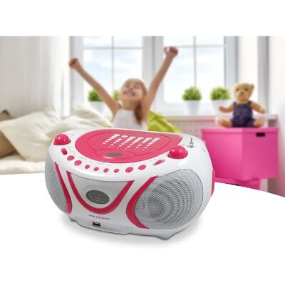 Metronic Boombox lecteur CD/MP3 enfant - Rose - Publicité Metronic Boombox lecteur CD/MP3 enfant - Rose - Publicité