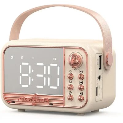 Yonis Enceinte Bluetooth Rétro Portable - Beige - Publicité Yonis Enceinte Bluetooth Rétro Portable - Beige - Publicité
