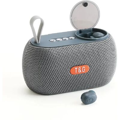 Yonis Enceinte Bluetooth 2-en-1 - Gris - Publicité Yonis Enceinte Bluetooth 2-en-1 - Gris - Publicité