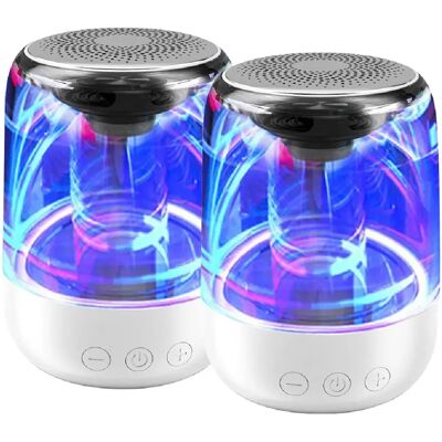 WE Pack 2 Enceintes sans Fil Portable Bluetooth 5.0, Radio FM Batterie 1000mAh, Rechargeable Micro USB, Lecteur Carte Micro SD, Fonction Mobile Main Libre, Lumineux LED, Synchronisation Double Ecoute - Blanche - Publicité WE Pack 2 Enceintes sans Fil Portable Bluetooth 5.0, Radio FM Batterie 1000mAh, Rechargeable Micro USB, Lecteur Carte Micro SD, Fonction Mobile Main Libre, Lumineux LED, Synchronisation Double Ecoute - Blanche - Publicité