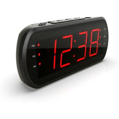 We Radio Réveil Grand Affichage LED FM , Dual alarme, Led Rouge 1 port USB Intégré pour la Charge - Noir - Publicité We Radio Réveil Grand Affichage LED FM , Dual alarme, Led Rouge 1 port USB Intégré pour la Charge - Noir - Publicité
