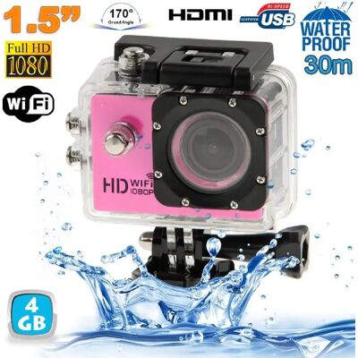Caméra Wifi Sport Embarquée Plongée Caisson Caméscope Full HD 1080P Rose 4 Go - Yonis - Publicité Caméra Wifi Sport Embarquée Plongée Caisson Caméscope Full HD 1080P Rose 4 Go - Yonis - Publicité