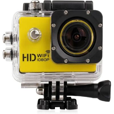 Caméra Wifi Sport Embarquée Plongée Caisson Caméscope 12Mp Full HD 1080P Jaune + SD 4 Go - Yonis - Publicité Caméra Wifi Sport Embarquée Plongée Caisson Caméscope 12Mp Full HD 1080P Jaune + SD 4 Go - Yonis - Publicité