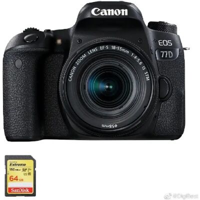 Canon Eos 77D - Capteur 24,2 MP, objectif 18-55mm, 64GB SD - Kit Appareil Photo - Publicité Canon Eos 77D - Capteur 24,2 MP, objectif 18-55mm, 64GB SD - Kit Appareil Photo - Publicité
