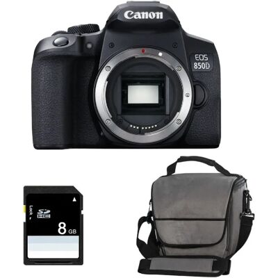 Canon 850D - Boîtier + SD 4GB + Sac - Publicité Canon 850D - Boîtier + SD 4GB + Sac - Publicité