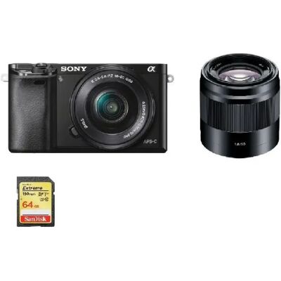 Sony A6000 - Kit Alpha 6000 16-50mm + 50mm + SD 64GB Noir - Publicité Sony A6000 - Kit Alpha 6000 16-50mm + 50mm + SD 64GB Noir - Publicité