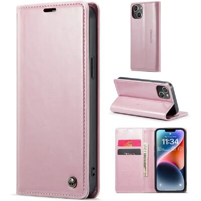 Caseme Étui portefeuille à fermeture magnétique avec support intégré Apple iPhone 14 - Rose - Publicité Caseme Étui portefeuille à fermeture magnétique avec support intégré Apple iPhone 14 - Rose - Publicité