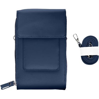 Avizar Pochette Bandoulière Smartphone en Simili cuir Sangle 130cm Bleu - Publicité Avizar Pochette Bandoulière Smartphone en Simili cuir Sangle 130cm Bleu - Publicité