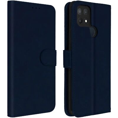 Coque portefeuille bleu foncé Oppo A15 - Publicité Coque portefeuille bleu foncé Oppo A15 - Publicité