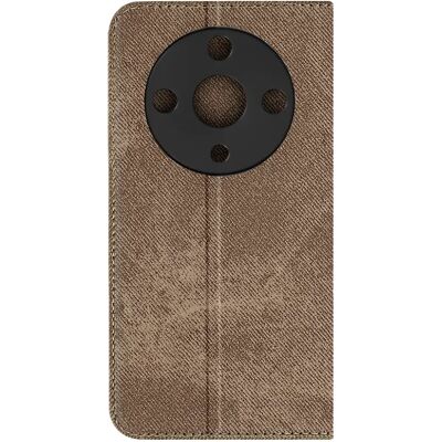 Etui portefeuille en denim pour Honor Magic 6 Lite 5G avec support vidéo - Publicité Etui portefeuille en denim pour Honor Magic 6 Lite 5G avec support vidéo - Publicité