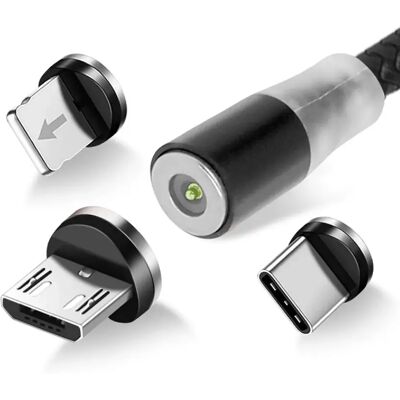 Câble USB vers Lightning Avizar - 3-en-1 2.4A Noir - Publicité Câble USB vers Lightning Avizar - 3-en-1 2.4A Noir - Publicité