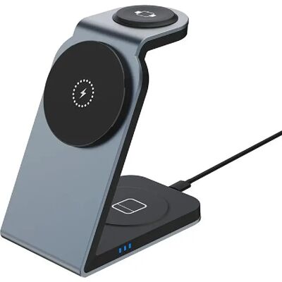 Yonis Station de charge sans fil 3-en-1 pour Apple iPhone - 15 W - Argent - Publicité Yonis Station de charge sans fil 3-en-1 pour Apple iPhone - 15 W - Argent - Publicité