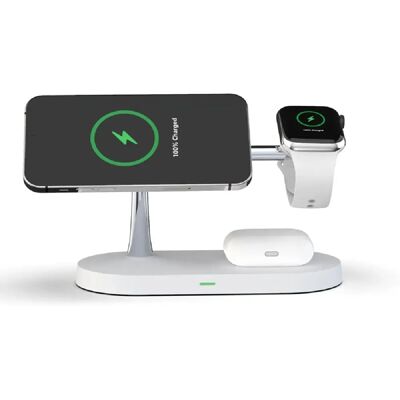 Yonis Station de charge sans fil 5-en-1 pour iPhone - 15 W - Blanc - Publicité Yonis Station de charge sans fil 5-en-1 pour iPhone - 15 W - Blanc - Publicité