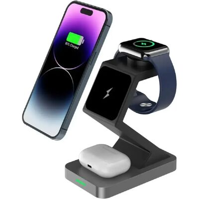 Yonis Station de charge sans fil 3 en 1 magnétique pour Apple iPhone - 15 W - Noir - Publicité Yonis Station de charge sans fil 3 en 1 magnétique pour Apple iPhone - 15 W - Noir - Publicité
