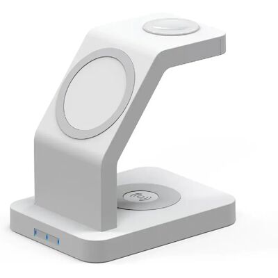 Yonis Chargeur sans fil 3-en-1 pour iPhone 12 - 15 W - Blanc - Publicité Yonis Chargeur sans fil 3-en-1 pour iPhone 12 - 15 W - Blanc - Publicité