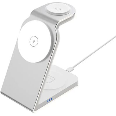 Yonis Station de charge sans fil 3-en-1 pour iPhone - 15 W - Argent - Publicité Yonis Station de charge sans fil 3-en-1 pour iPhone - 15 W - Argent - Publicité