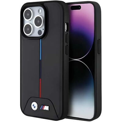 Coque BMW iPhone 15 Pro - Tricolore Matelassée MagSafe - Publicité Coque BMW iPhone 15 Pro - Tricolore Matelassée MagSafe - Publicité