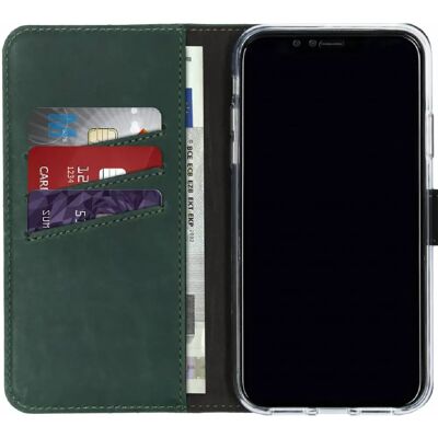 Selencia Étui portefeuille en cuir Apple iPhone XR - Vert - Publicité Selencia Étui portefeuille en cuir Apple iPhone XR - Vert - Publicité