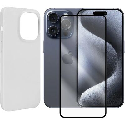 Visiodirect Verre trempé et coque en silicone pour iPhone 16 Pro Max - Blanc - Publicité Visiodirect Verre trempé et coque en silicone pour iPhone 16 Pro Max - Blanc - Publicité