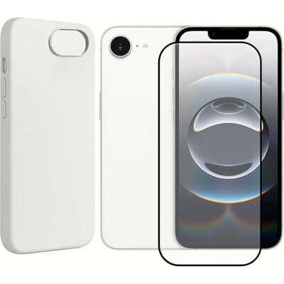 Visiodirect Verre trempé et coque en silicone pour iPhone 16E - Blanc - Publicité Visiodirect Verre trempé et coque en silicone pour iPhone 16E - Blanc - Publicité
