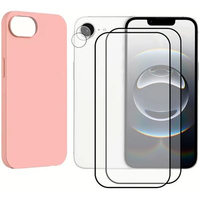 Visiodirect Kit de protection écran avec coque pour iPhone 16E (SE4) - 2 verres - Rose - Publicité Visiodirect Kit de protection écran avec coque pour iPhone 16E (SE4) - 2 verres - Rose - Publicité