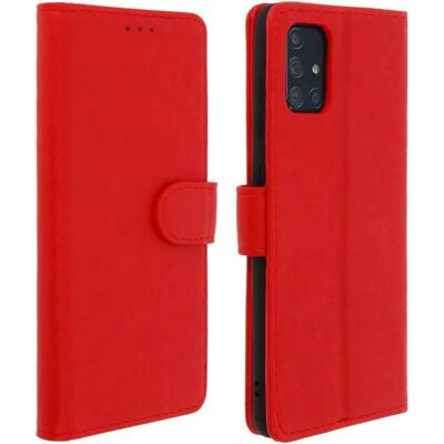 Étui portefeuille à rabat magnétique pour Galaxy A71 - Rouge - Publicité Étui portefeuille à rabat magnétique pour Galaxy A71 - Rouge - Publicité