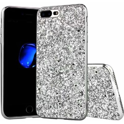 Generic Coque iPhone SE/8/7 - Argent Paillettes - Publicité Generic Coque iPhone SE/8/7 - Argent Paillettes - Publicité
